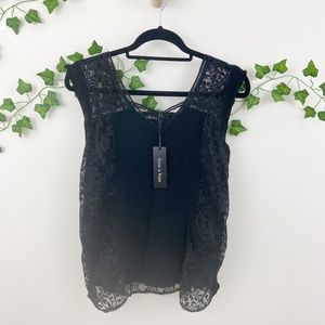 Doe + Rae black lace tank top Sz s